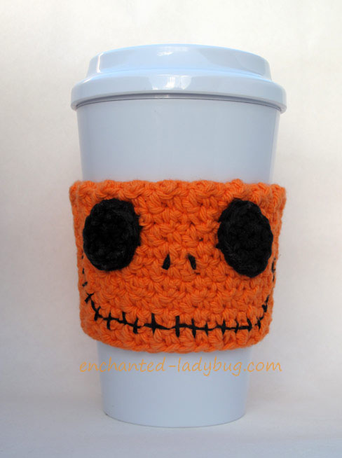 Free Crochet Jack Skellington Coffee Cup Cozy Pattern