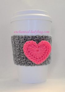 Free Crochet Heart Coffee Cup Cozy Pattern