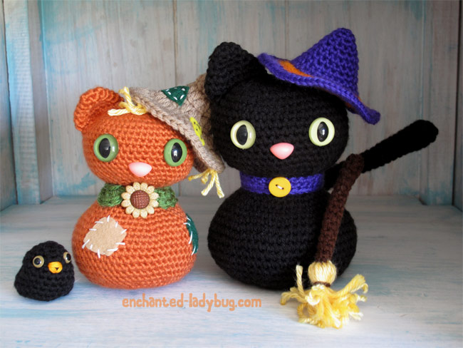 Free Crochet Amigurumi Scarecrow Cat and Crow Pattern