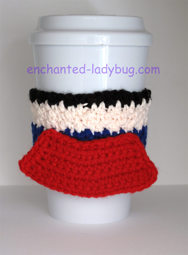 Free Crochet Superman Coffee Cup Cozy Pattern