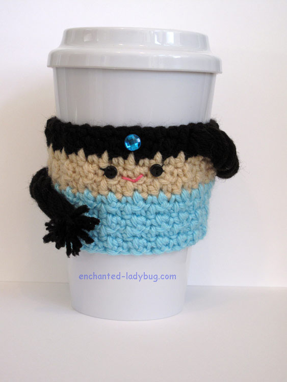 Free Crochet Princess Jasmine Coffee Cup Cozy Pattern