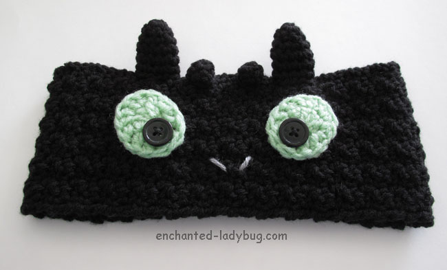 Free Crochet Toothless Dragon Ear Warmer Headband Pattern
