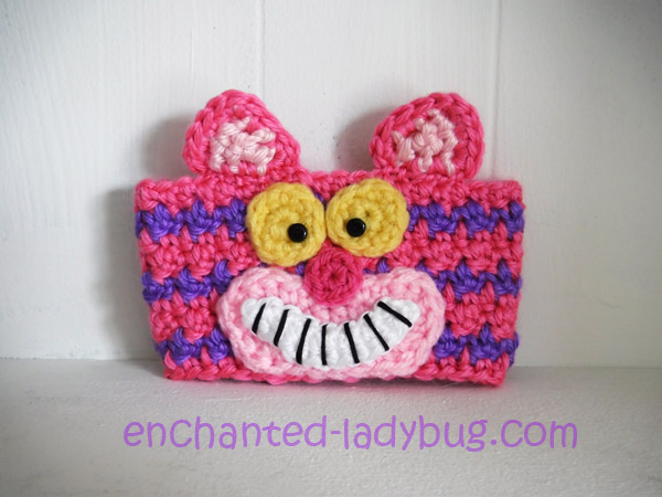 Free Crochet Cheshire Cat Coffee Cup Cozy Pattern