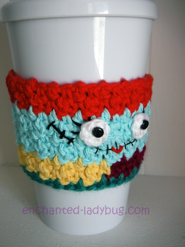 Free Crochet Nightmare Before Christmas Sally Coffee Cup Cozy Pattern