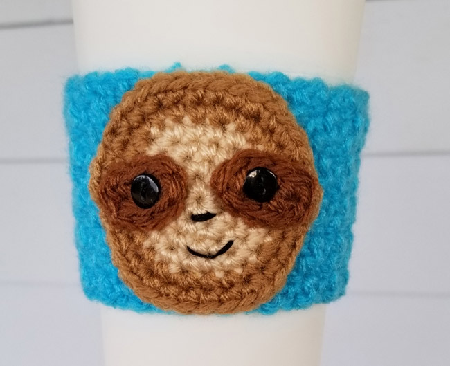 Free Crochet Sloth Coffee Cup Cozy Pattern