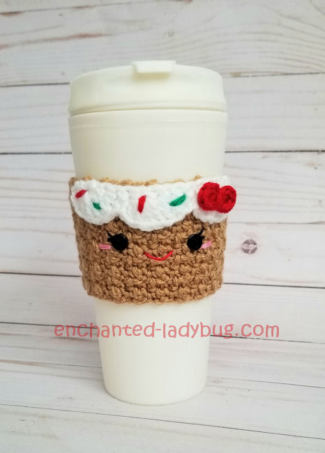 Crochet Gingerbread Boy and Girl Coffee Cup Cozy Free Pattern